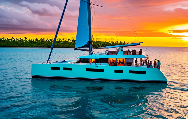 사모아에서 즐기는 선셋 크루즈 - Sunset Cruise - Katamaran**

"A scenic sunset cruise aboard a modern catamaran in Samoa. Fully cloth...